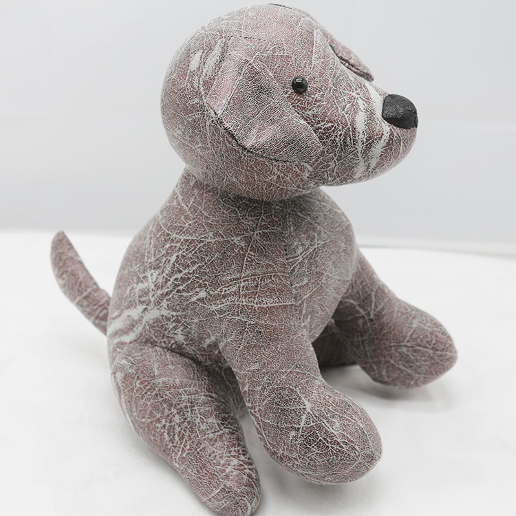 Hot Selling Polyester Leather Stuffed PU Dog Toy Custom Stuffed Toy Animal Door Stop