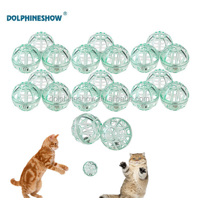 Pet Cat Kitten Play Plastic Lattice Balls With Jingle Bell Pounce Chase Ball Cat Toy