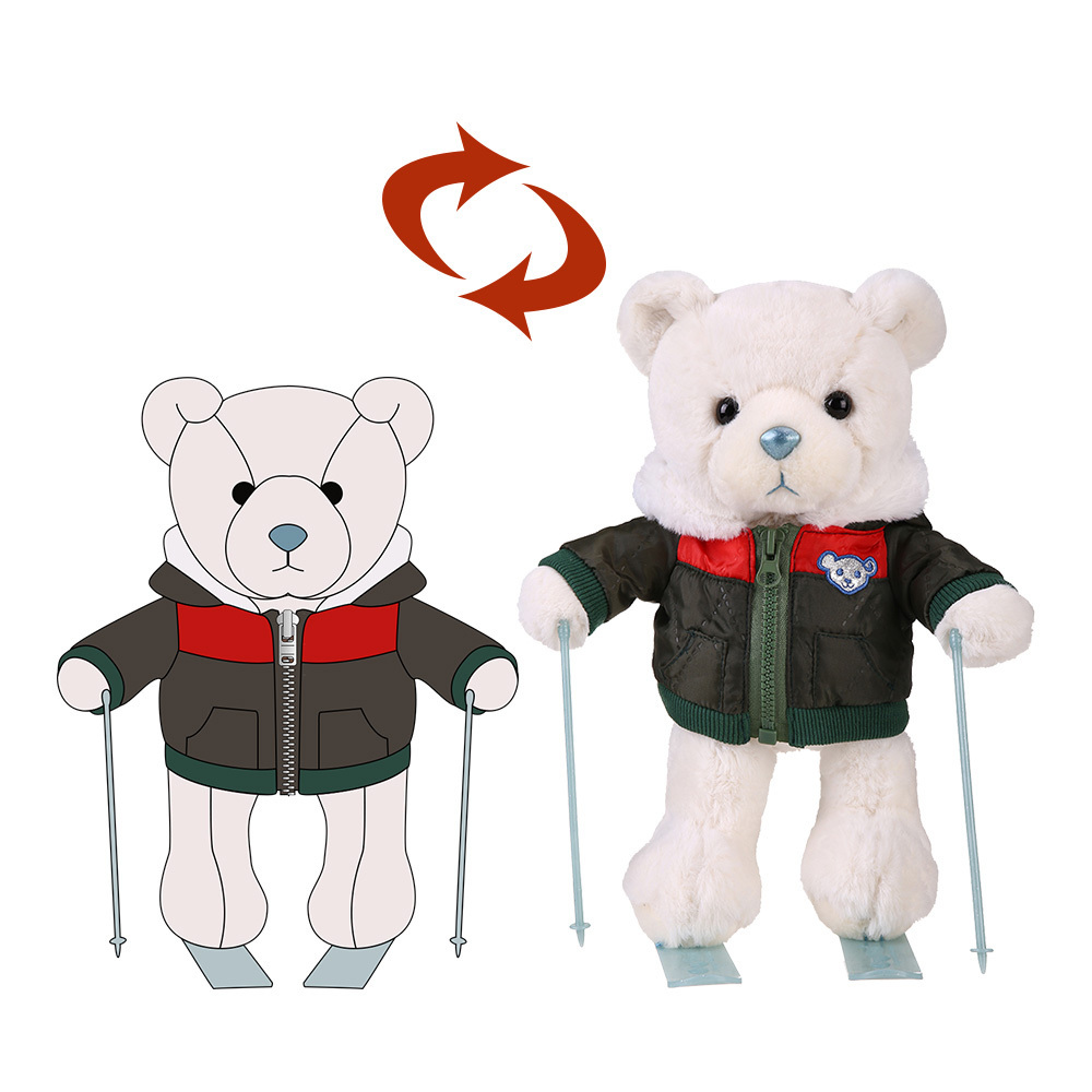 Fluffy Plushies Skiing Design OEM Made Plush Teddy Bear Wholesale Plush Polar Bear With Scarf