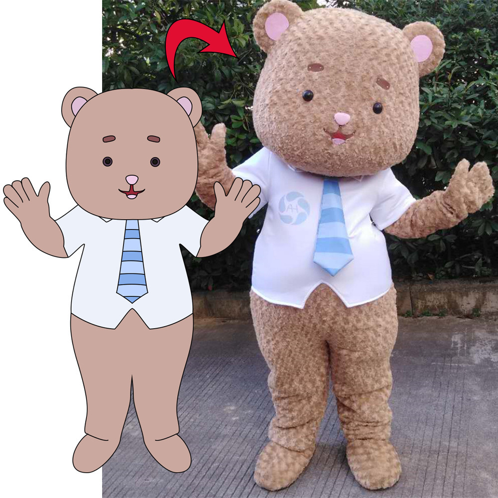 Customize Lovely Big Bear Mascot Costume For Adult Soft Brown Animal Giant Teddy Bear Mascot Costumes