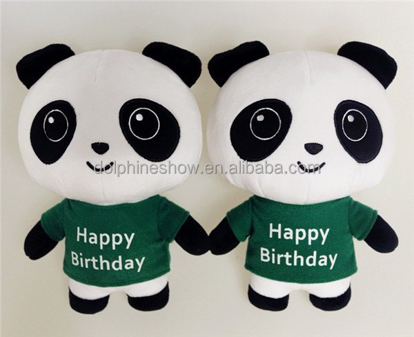 Company mascot custom LOGO plush panda teddy bear toy with t shirts Fashion cartoon cheap stuffed soft toy plush panda doll