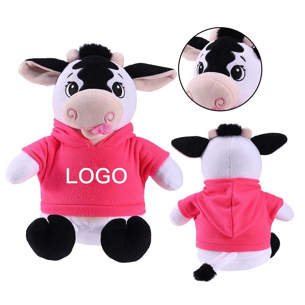 Promotional Gifts Plush Milk Cow Toy Mascots Wholesale OEM LOGO Soft Stuffed Animal Cow Toys