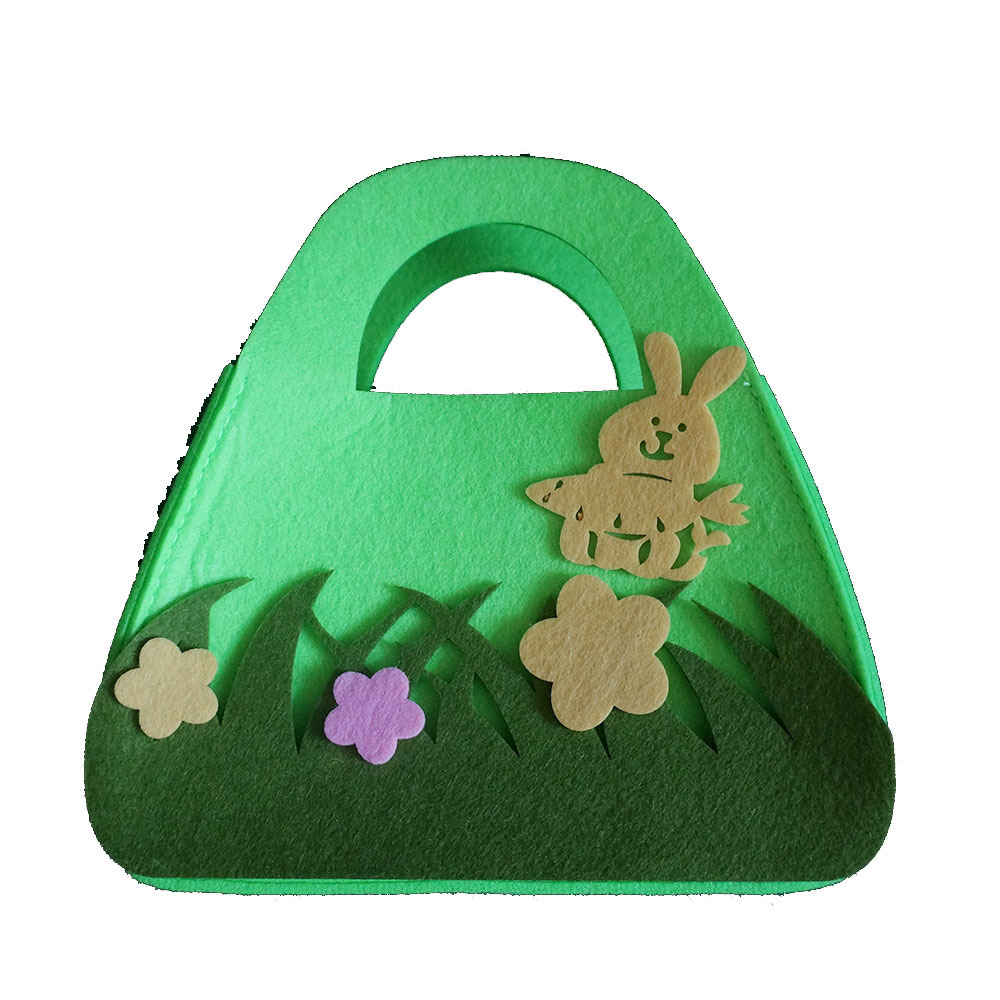 wholesale cheap sheep toy felt easter basket custom cute green felt storage basket