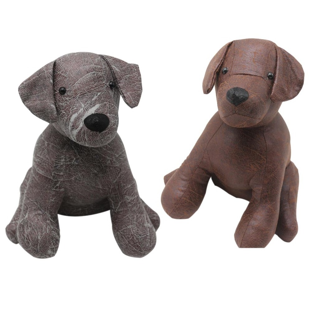 Hot Selling Polyester Leather Stuffed PU Dog Toy Custom Stuffed Toy Animal Door Stop