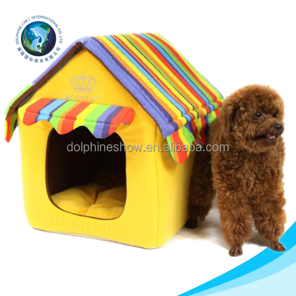 Fashion pink plush dog kennel soft dog home plush bed for dog