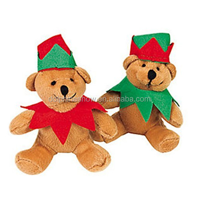 Custom Stuffed Animal Plush Christmas Ornaments Teddy bear in Elf Knitted Sweater Shirt