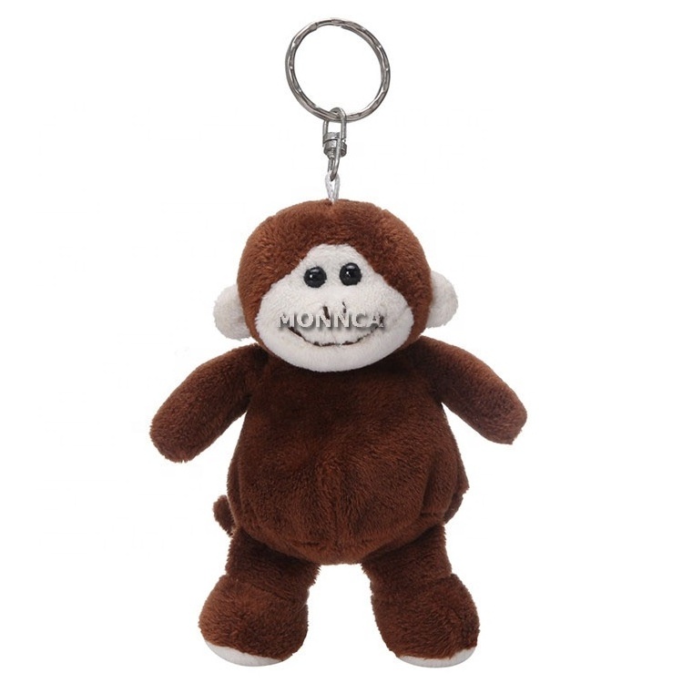 Cheap dark brown mini monkey plush toy custom lovely stuffed animals plush monkey gorilla plush toy keychain