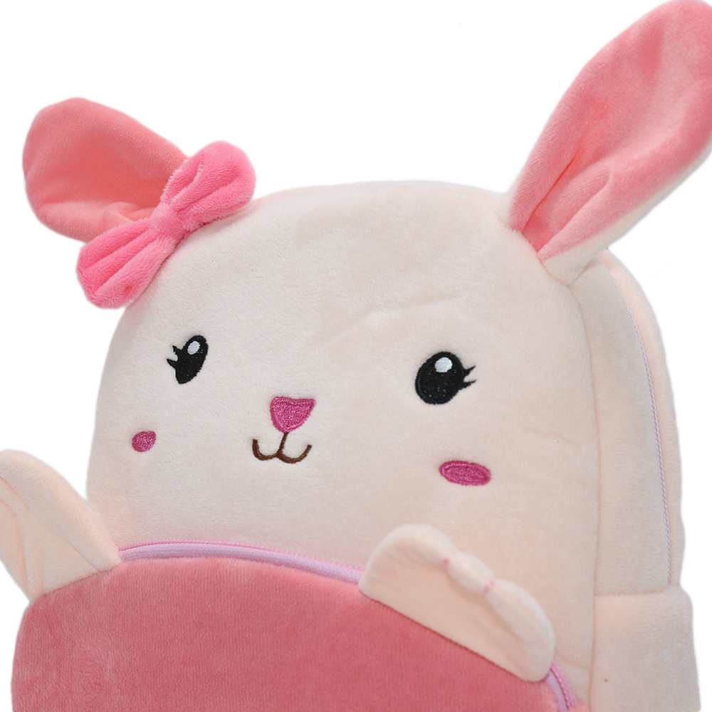 Girls Cute Cartoon Custom Reasonable Price Plush Animal Pink Rabbit Plush Backpack