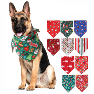 Cheap pet dog bandana 2022 christmas designs custom printed pattern logo brand pet bandana triangle wholesale