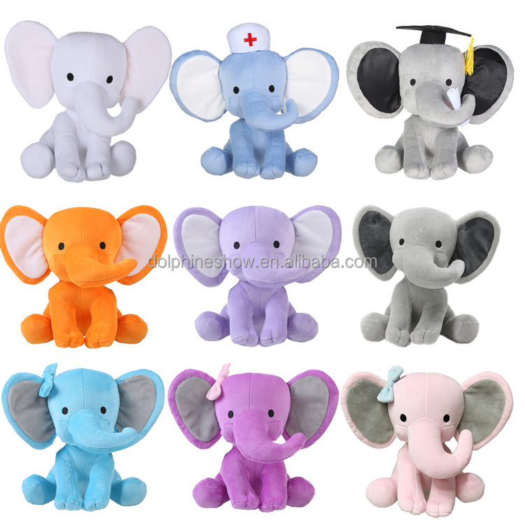 Creative Grey Elephant Plush Toy Wholesale OEM Custom Big Ears Sublimation Soft Toy Plush Stuffed Elephant