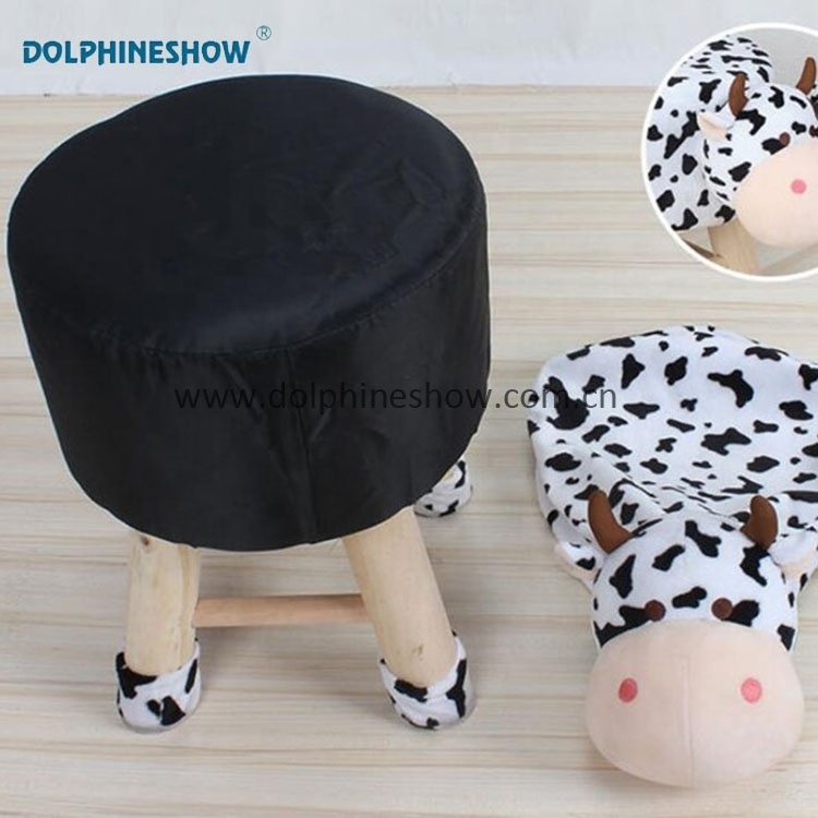 Wholesale Replaceable Rooms Furniture Lovely Cartoon Baby Seat Dairy Cow Baby Chair Custom Kids Animal Wooden Stools