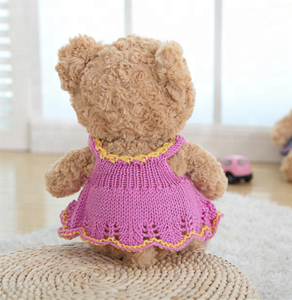 High quality customized cute knitted sweater dress soft stuffed teddy bear plush toys to kids gifts