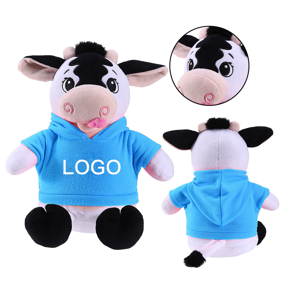 Promotional Gifts Plush Milk Cow Toy Mascots Wholesale OEM LOGO Soft Stuffed Animal Cow Toys