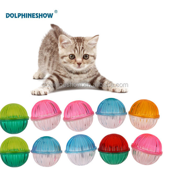 Pet Cat Kitten Play Plastic Lattice Balls With Jingle Bell Pounce Chase Ball Cat Toy