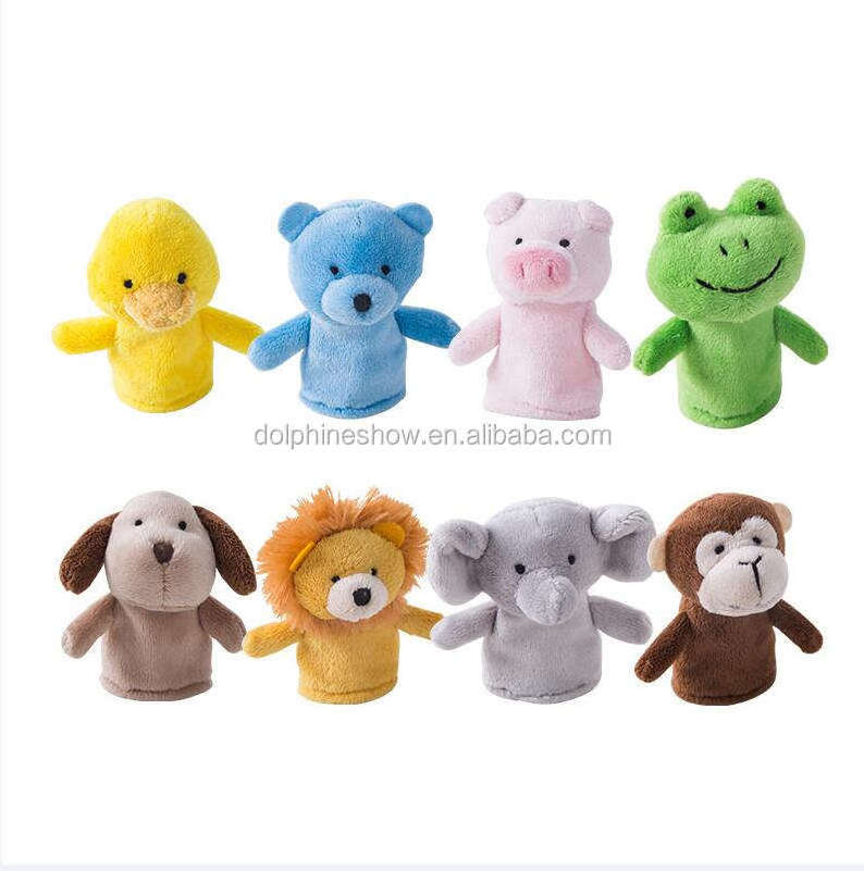 Educational Plush Stuffed Animal Cartoon Finger Hand Puppets Wholesale Custom Cute Soft Plush Doll Finger Puppets