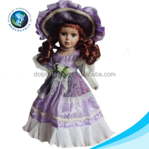 Wholesale soft vinyl russian doll with purple dress porcelain doll part