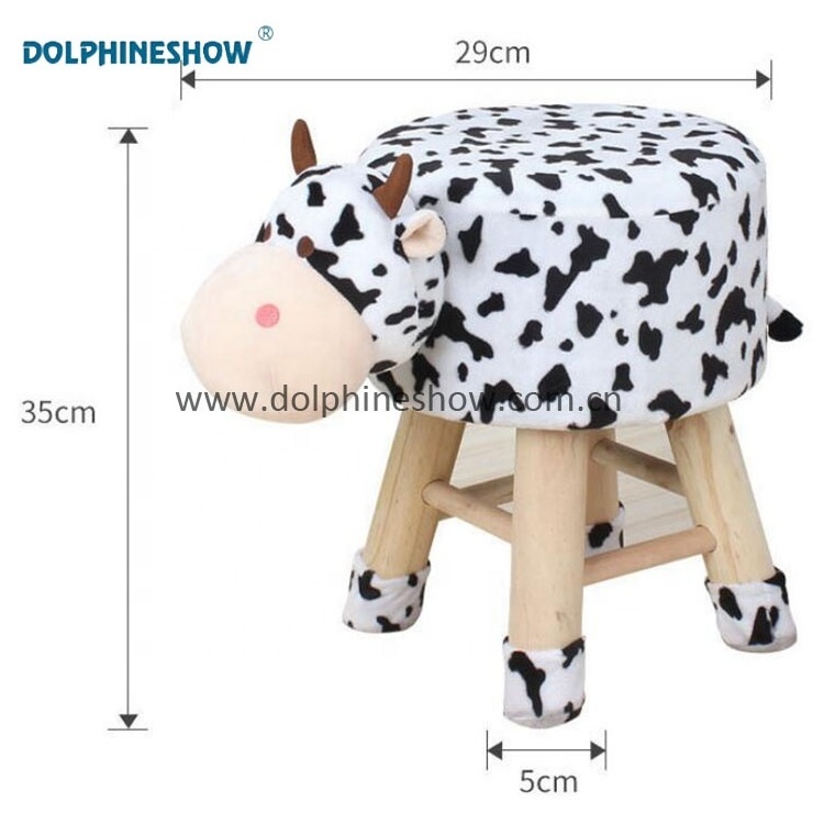 Wholesale Replaceable Rooms Furniture Lovely Cartoon Baby Seat Dairy Cow Baby Chair Custom Kids Animal Wooden Stools