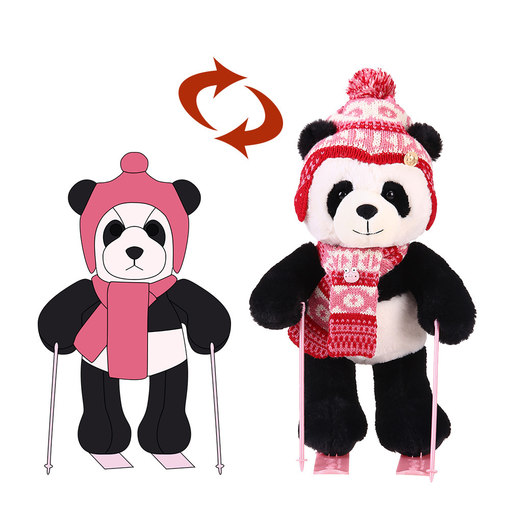 Fluffy Plushies Skiing Design OEM Made Plush Teddy Bear Wholesale Plush Polar Bear With Scarf