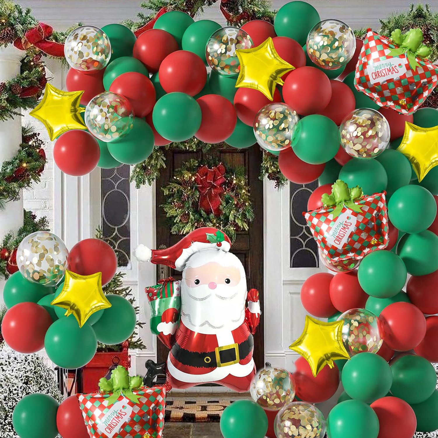 Christmas Garland Arch Kit Red Green Gold Confetti Balloons Christmas Candy Baby Shower Birthday Balloons