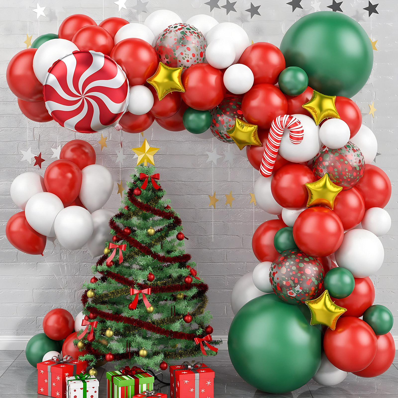 Christmas Garland Arch Kit Red Green Gold Confetti Balloons Christmas Candy Baby Shower Birthday Balloons