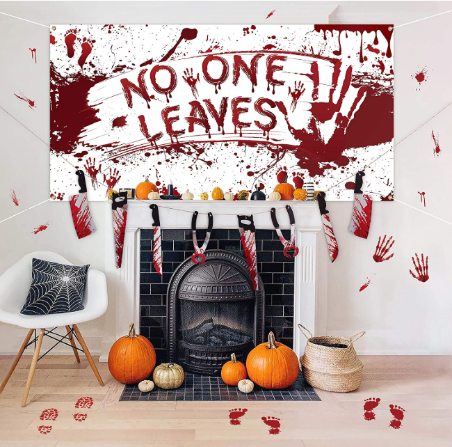 Outdoor Indoor Bloody Body Parts and Weapons Garland Banner flag garland Halloween Zombie Vampire Party backdrop Decorations kit