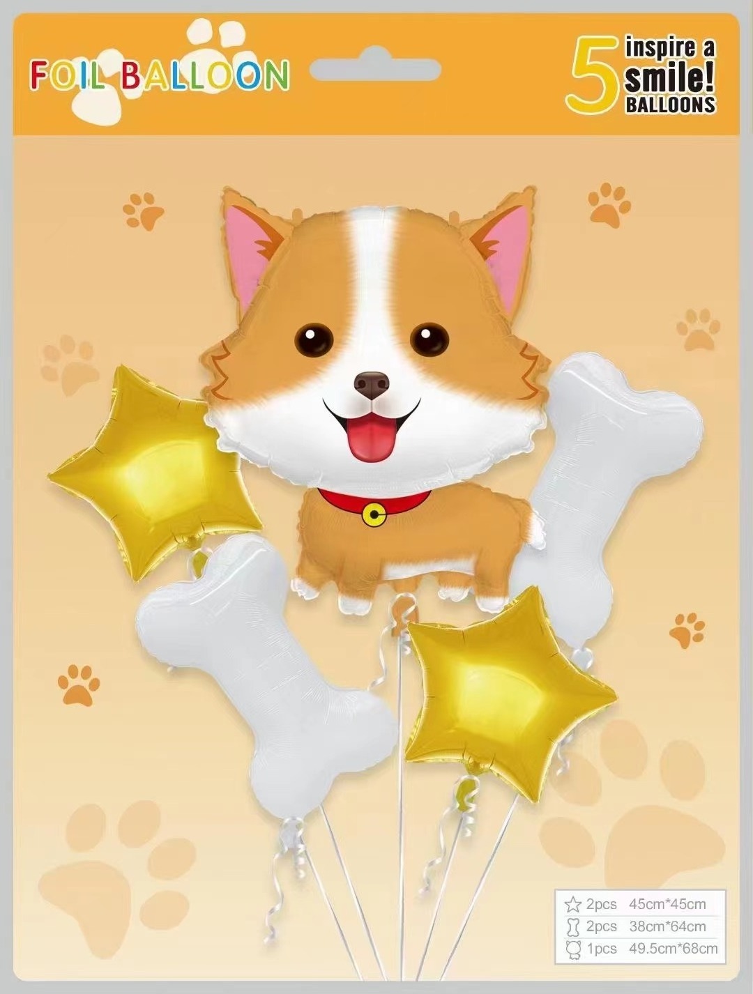 inflatable dog palm Corgi puppy husky bone shape foil helium balloons set for kid happy birthday gift toy party decoration set