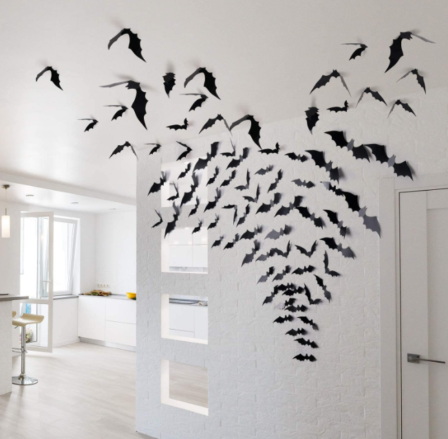 Halloween 3D Bats Home Decor Realistic PVC Scary Black Bat Sticker for DIY Wall Decal Bathroom Indoor Hallowmas Party Supplies