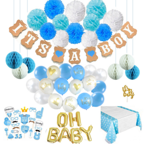 IT'S A BOY banners Garland printed Balloons photo props table cloths cupcake toppers for Gender reveal home party decor supplies