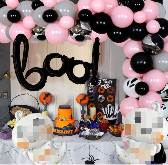 Pink Black Latex Balloon Garland Arch Kit with Bat Wall Stickers for Halloween Girls Birthday Baby Shower Boo party Decorations