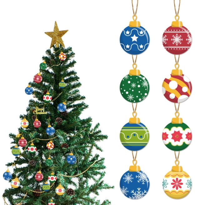 Custom Christmas Ball Hanging Paper Pendant banner ornament Signs for Christmas tree house door window party decoration supplies