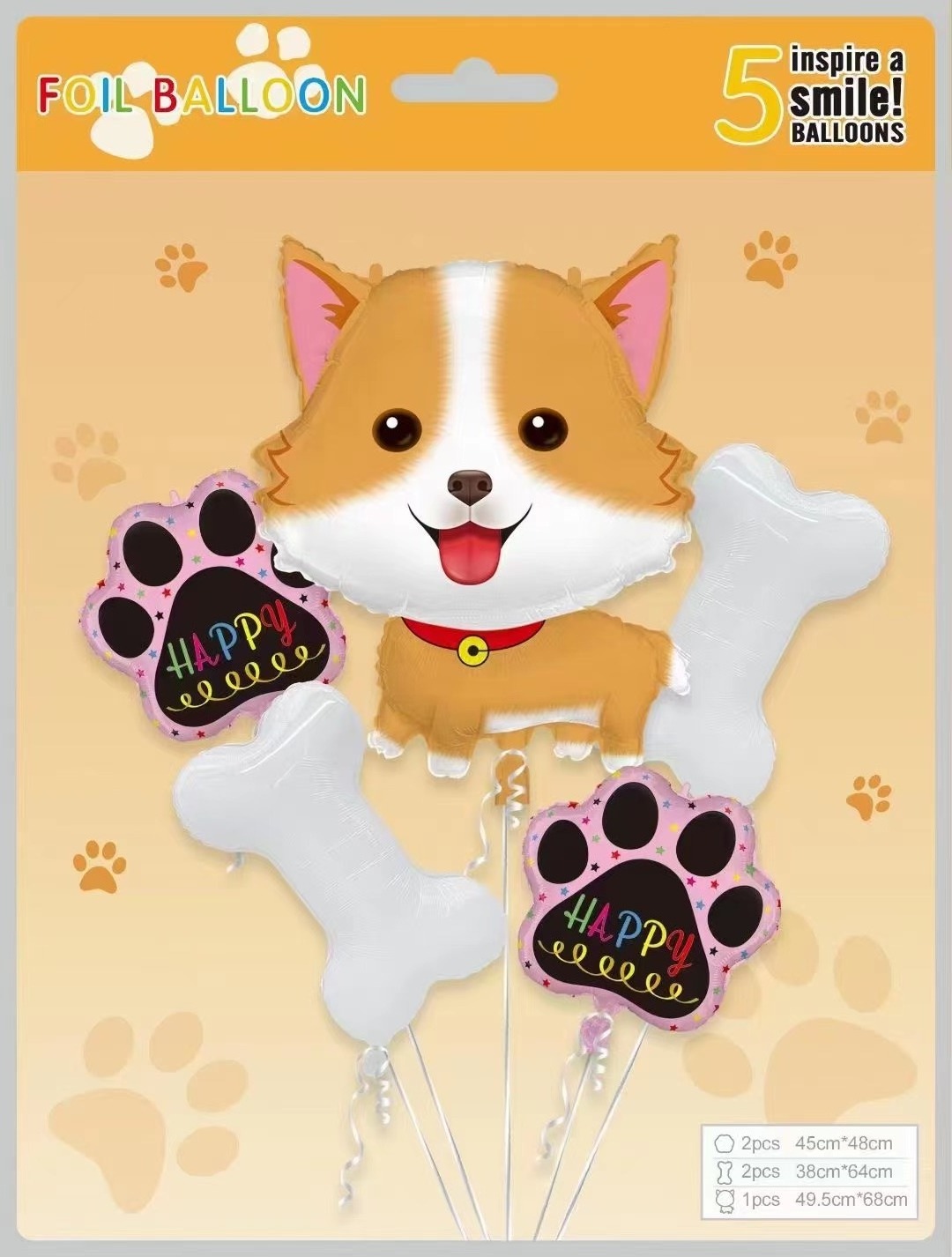 inflatable dog palm Corgi puppy husky bone shape foil helium balloons set for kid happy birthday gift toy party decoration set