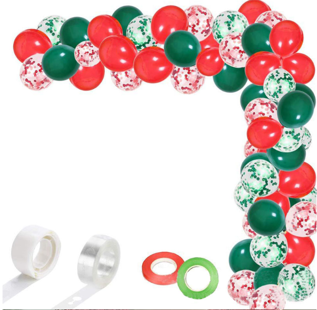 Green red Christmas latex balloons garland arch Christmas boy fawn foil Balloons for Xmas commercial activities party supplies