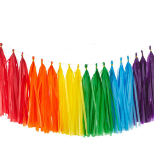 Rainbow Colored Tissue Foil Fringe Trim Tassels set Garland for Christmas Birthday Wedding Festival party Decorations supplies