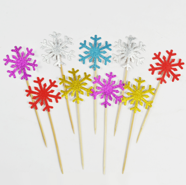 Christmas tree Snowflake Cane Candy Santa Claus Hat sledge Elk Cake Cupcake Topper pick for Merry Christmas Party Decor Supplies