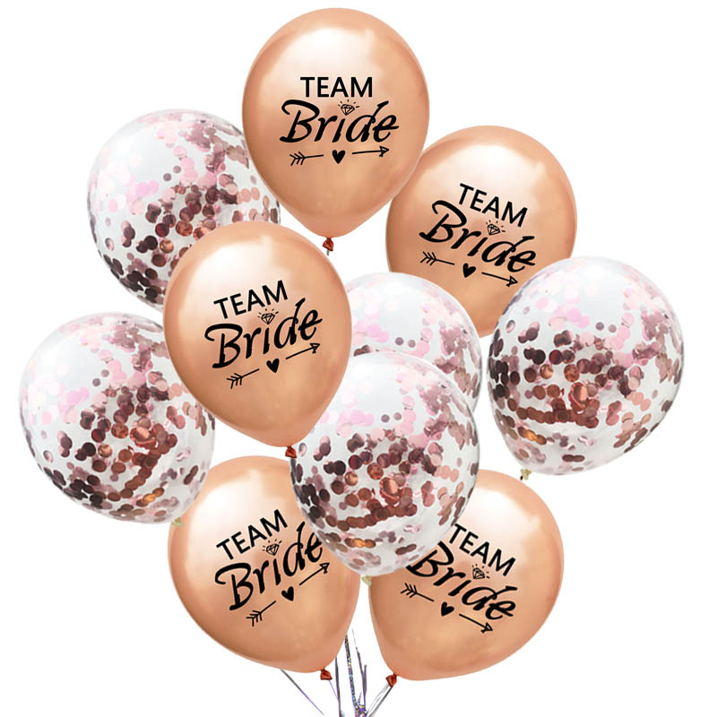 Rose gold Bridal shower party balloons and banners garland bride veil sash cake topper for hen bachelorette party decor supplies