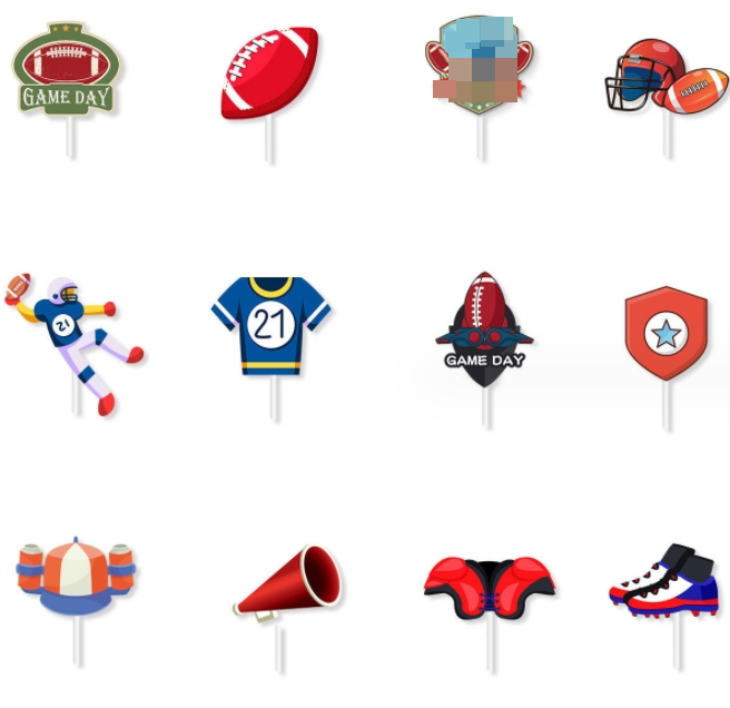 American Football rugby player match super bowl themed cupcake toppers card cake toppers for birthday event party decor supplies