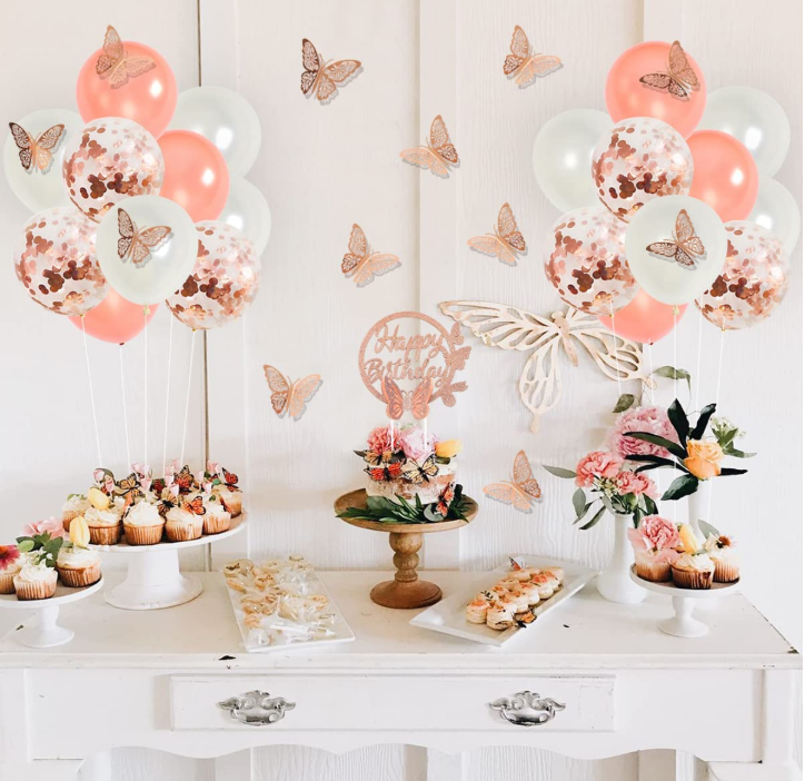 Butterfly theme women girl Birthday Party Happy Birthday Banner Butterflies cake Toppers helium confetti Balloons Decor supplies