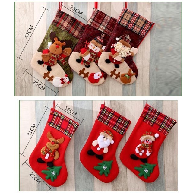 Christmas hanging socks candy kids gift toy bags stockings gloves Christmas tree pendant home room decor for Xmas party supplies