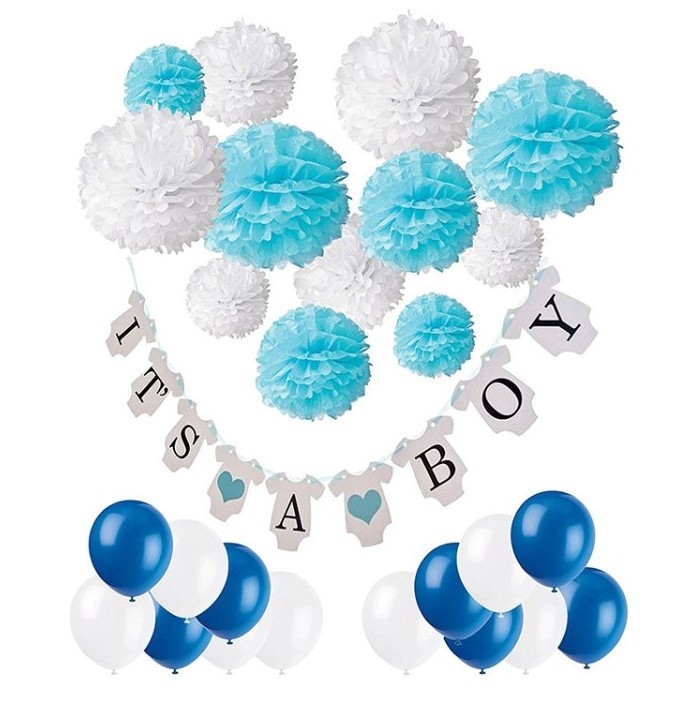 IT'S A BOY banners Garland printed Balloons photo props table cloths cupcake toppers for Gender reveal home party decor supplies