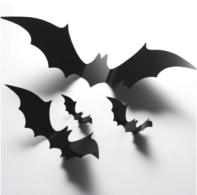 Halloween 3D Bats Home Decor Realistic PVC Scary Black Bat Sticker for DIY Wall Decal Bathroom Indoor Hallowmas Party Supplies