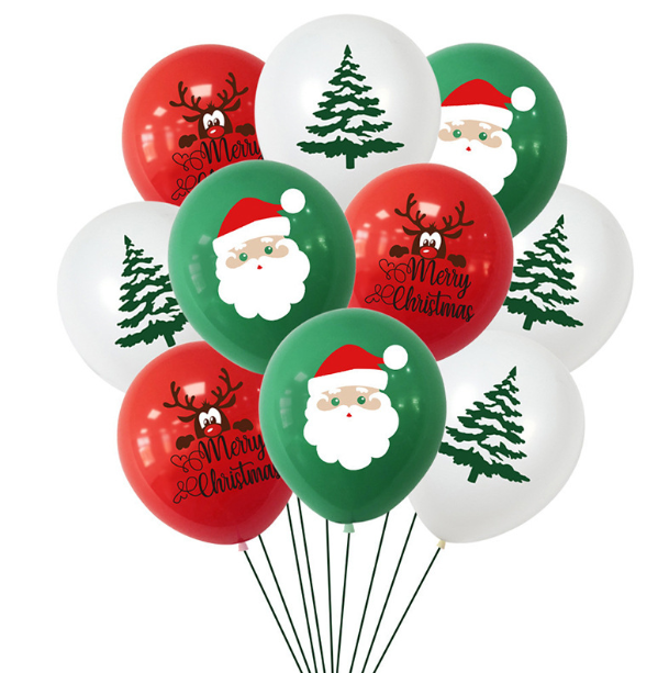 Christmas air balloons kit with Christmas banners and cake flags Xmas Christmas Eve New Year party balloon decorations supplies