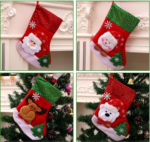 Christmas hanging socks candy kids gift toy bags stockings gloves Christmas tree pendant home room decor for Xmas party supplies