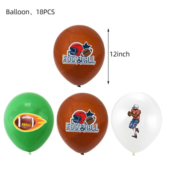 Rugby/American Football player match theme hanging swirls flags helium balloon cupcake toppers for birthday party supplies decor