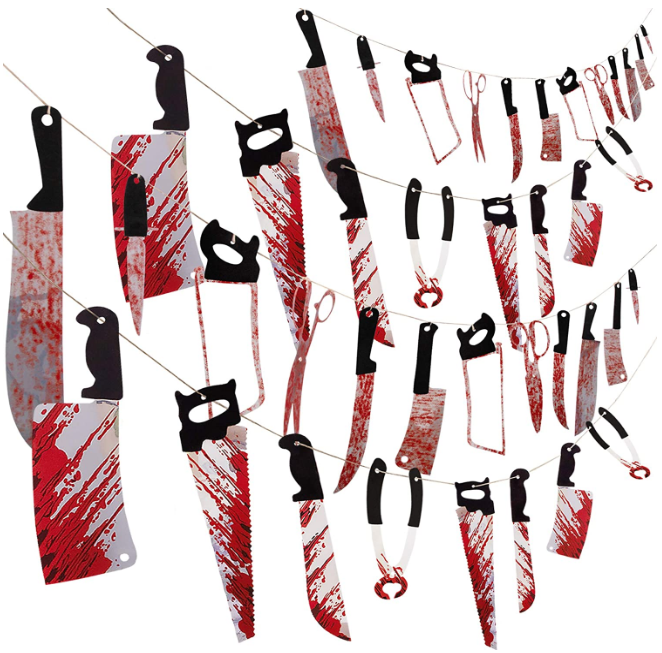 Outdoor Indoor Bloody Body Parts and Weapons Garland Banner flag garland Halloween Zombie Vampire Party backdrop Decorations kit