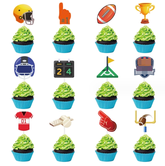 American Football rugby player match super bowl themed cupcake toppers card cake toppers for birthday event party decor supplies