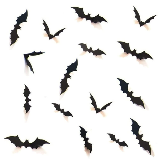 Halloween 3D Bats Home Decor Realistic PVC Scary Black Bat Sticker for DIY Wall Decal Bathroom Indoor Hallowmas Party Supplies