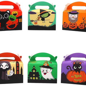 Halloween ghost witch Pumpkin Bat skull black cat owls pattern paper candy boxes box for Halloween trick or treat party supplies