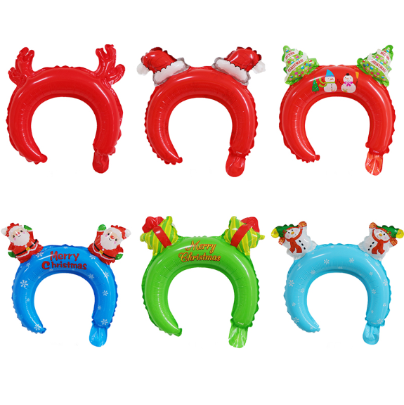 Santa claus snowman Elf Christmas tree reindeer Antlers gift foil Balloon Headbands for Merry Christmas Birthday party supplies