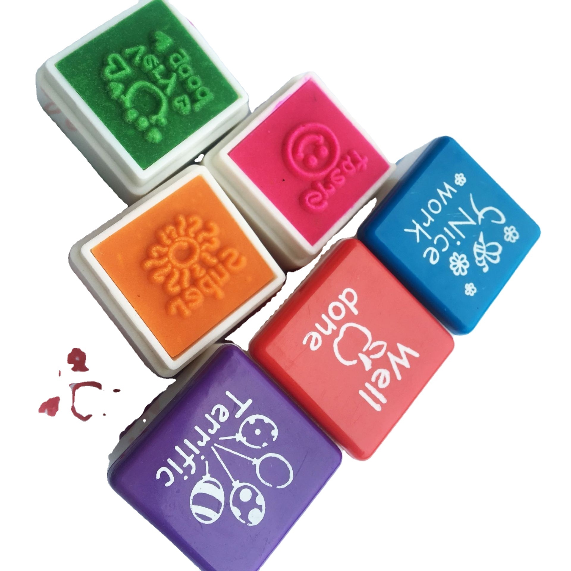 Educational Square Teacher Stamp Children Rubber EVA Kids Painting Stamp