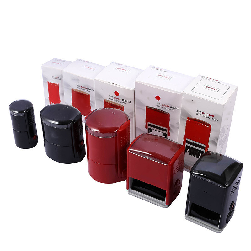 Customized Logo Office School Self Ink Stamp Rubber DIY Automatic Make Bank Stamps Text Expiry Date Self Inking Stamp